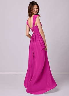 Barbie ♥ Azazie Bridesmaid Dresses Fuchsia A-Line Corset Chiffon Dress image4