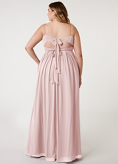 Azazie Zeya Brautjungfernkleider A-Linie V-Hals Gefaltet Chiffon Kleid Zartrosa image7