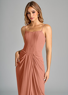 Azazie Anaïs Robes de demoiselle d'honneur Robe Fourreau en Mousseline de soie Sans bretelle Mai Tai image7