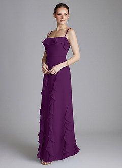 Azazie Malia Bridesmaid Dresses Grape Sheath Ruched Chiffon Dress image5