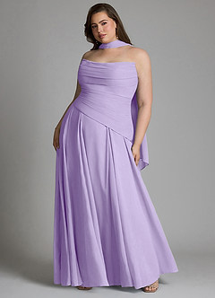 Azazie Gabriela Robes de demoiselle d'honneur Robe Trapèze en Mousseline de soie Corset Lilas image13