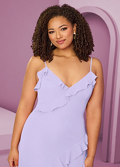 Barbie ♥ Azazie Bridesmaid Dresses Lilac Sheath Chiffon Dress image6