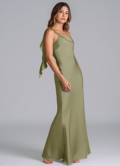 Azazie Driea Brautjungfernkleider Meerjungfrau-Linie One-Shoulder Stretch-Satin Kleid Pistazie image5