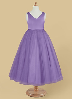 Azazie Marybell Flower Girl Dresses Tahiti A-Line Bow Tulle Dress image5