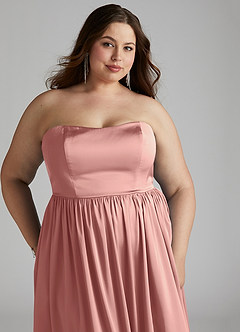 Azazie Morana Final Sale Rosette A-Line Off the Shoulder Stretch Satin Convertible Dress image19