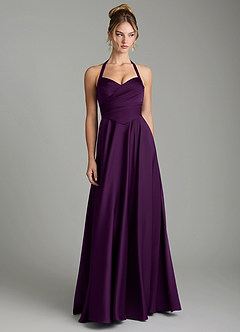 Azazie Tenaya Bridesmaid Dresses Grape A-Line Sweetheart Neckline Stretch Satin Dress image4