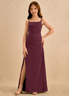 Azazie Cannoli Girls Formal Flower Girl Dresses Cabernet A-Line Pleated Chiffon Dress image5