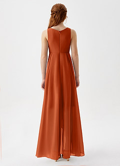 Azazie Lizette Junior Burnt Orange A-Line Pleated Chiffon Dress image6