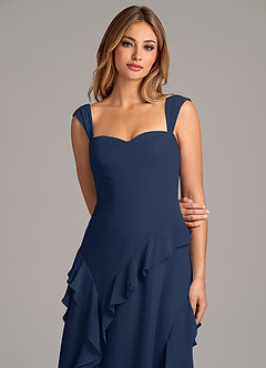 Azazie Sloane At-home Try On Dresses Terracotta A-Line Sweetheart Neckline Chiffon Dress image7