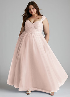 Azazie Luxi Bridesmaid Dresses Rose Petal A-Line Pleated Tulle Dress image6