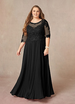 Azazie Corinne Kleider für die Brautmutter A-Linie Pailletten Chiffon Kleid Schwarz image8