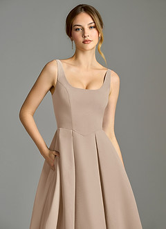 Azazie Amalie Bridesmaid Dresses Taupe A-Line Pleated Chiffon Dress image7