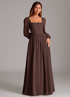 Azazie Maree Bridesmaid Dresses Ganache A-Line Corset Chiffon Dress image4
