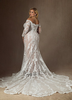 Azazie Empiria Vestidos de novia Vestido de Blanco Diamante Nude de Tul de Corte Sirena con Lentejuela image8