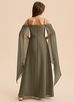 Azazie Moana Junior Linia A Pofałdowany Szyfon Długość podłogi Młodsza druhna Sukienka image5