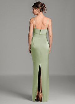 Azazie Phoenyx Robes à essayer chez vous Robe Fourreau en Satin extensible Bustier Vert Sauge image2