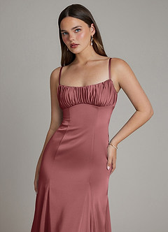 Azazie Avira Suknie dla druhen Syrena Satyna elastyczna Do ziemi Sukienka image3