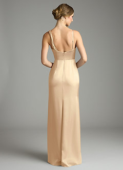 Azazie Samara Bridesmaid Dresses Champagne Mermaid Pleated Stretch Satin Dress image2