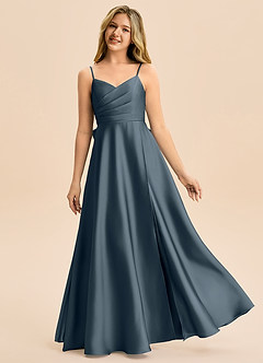 Azazie Rumi Junior Klä av A-Line i Stretch Satin Plisserad image1