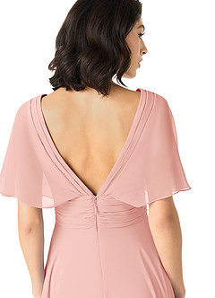 Azazie Pamela Bridesmaid Dresses Rosette A-Line V-Neck Pleated Chiffon Dress image5