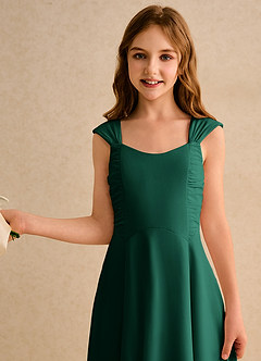 Azazie Oasis Junior Formal Flower Girl Dresses Emerald A-Line Pleated Chiffon Dress image6