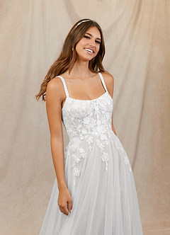 Azazie Jovana Wedding Dresses Diamond White A-Line Scoop Tulle Dress image4