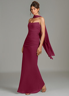 Azazie Whitley Bridesmaid Dresses Mulberry Mermaid Strapless Chiffon Dress image4