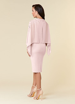 Azazie Maryam Final Sale Dusty Blue Sheath Lace Chiffon Dress image2