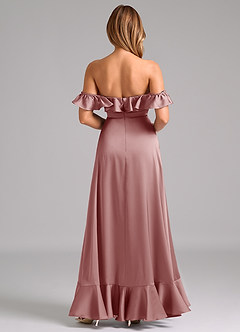 Azazie Lyra Vestidos de damas de honor Vestido de Rosa Polvorienta de Satén Elástico de Corte en A Convertible con Vestidos sin tirantes image6