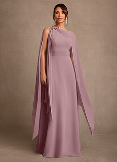 Azazie Liddie Kleider für die Brautmutter A-Linie Plissee Chiffon Kleid Altrosa image1
