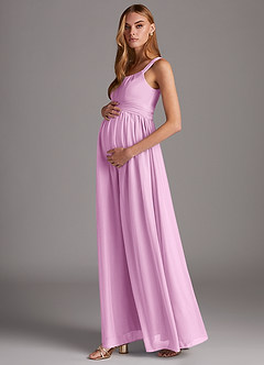 Azazie Melanie Final Sale Empire Pleated Mesh Floor-Length Dress image3