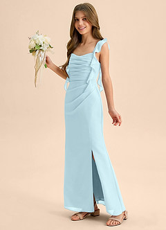 Azazie Jessamine Junior Cloud Blue Mermaid Sweetheart Neckline Chiffon Dress image6