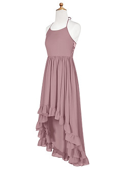 Azazie Sarafina Junior A-Linie Spitze Chiffon Kleid Altrosa image10