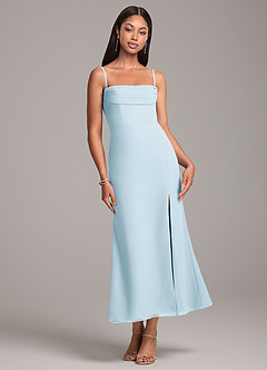 Azazie Saige Bridesmaid Dresses Sky Blue Sheath Off the Shoulder Chiffon Convertible Dress image7