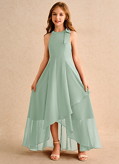 Azazie Boop Girls Formal Jurken voor bloemenmeisjes A-Lijn Jurk van Chiffon Boog Agave image5