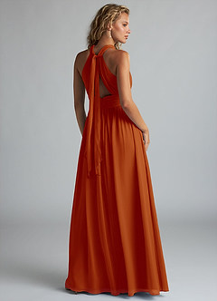 Azazie Camella Final Sale Cabernet A-Line Pleated Chiffon Dress image3