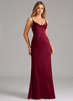 Azazie Aimee Bridesmaid Dresses Burgundy A-Line Sweetheart Neckline Stretch Satin Dress image3