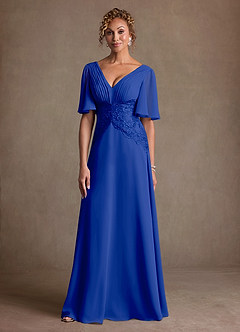 Azazie Milliat 신부의 어머니 드레스 A라인 레이스 쉬폰 플로어 길이 드레스 image4