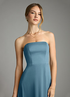Azazie Wren Bridesmaid Dresses Bermuda A-Line Strapless Stretch Satin Convertible Dress image4