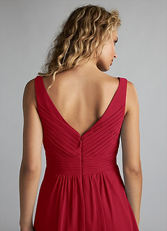 Azazie Grace Bridesmaid Dresses Scarlet A-Line Pleated Chiffon Dress image6