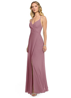 Azazie Davis Bridesmaid Dresses Vintage Mauve A-Line V-Neck Chiffon Dress image3