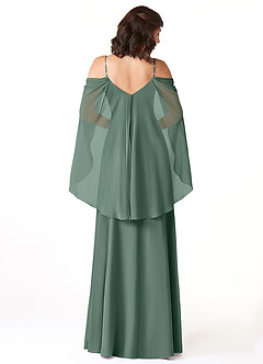 Azazie Cienna Robes de demoiselle d'honneur Robe Trapèze en Mousseline de soie Épaule décolletée Mousse De Mer image2