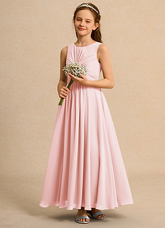 Azazie Ducky Junior Formal Blumenmädchenkleider A-Linie Plissee Chiffon Kleid Zartrosa image6