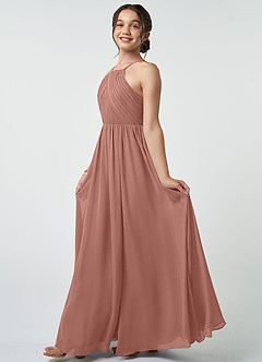 Azazie Leighton Junior Cedar Rose A-Line Pleated Chiffon Dress image4