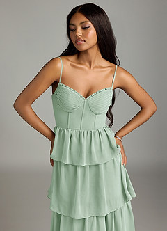 Azazie Kaiden Bridesmaid Dresses Agave A-Line Sweetheart Neckline Chiffon Dress image6