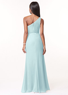 Azazie Liza Bridesmaid Dresses Sea Glass Mermaid One Shoulder Chiffon Dress image2