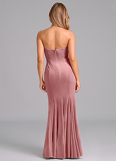 Azazie Yinnie At-home Try On Dresses Dusty Rose Mermaid Strapless Velvet Convertible Dress image6