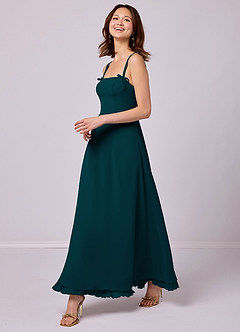 Barbie ♥ Azazie Final Sale Pine A-Line Pleated Chiffon Dress image4