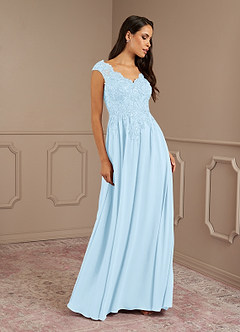 Azazie Amethyst Mother of the Bride Dresses Sky Blue A-Line V-Neck Sequins Chiffon Dress image4