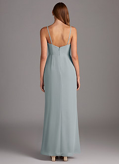Azazie Tayla Bridesmaid Dresses Dolphin Grey Sheath Square Neckline Chiffon Dress image4